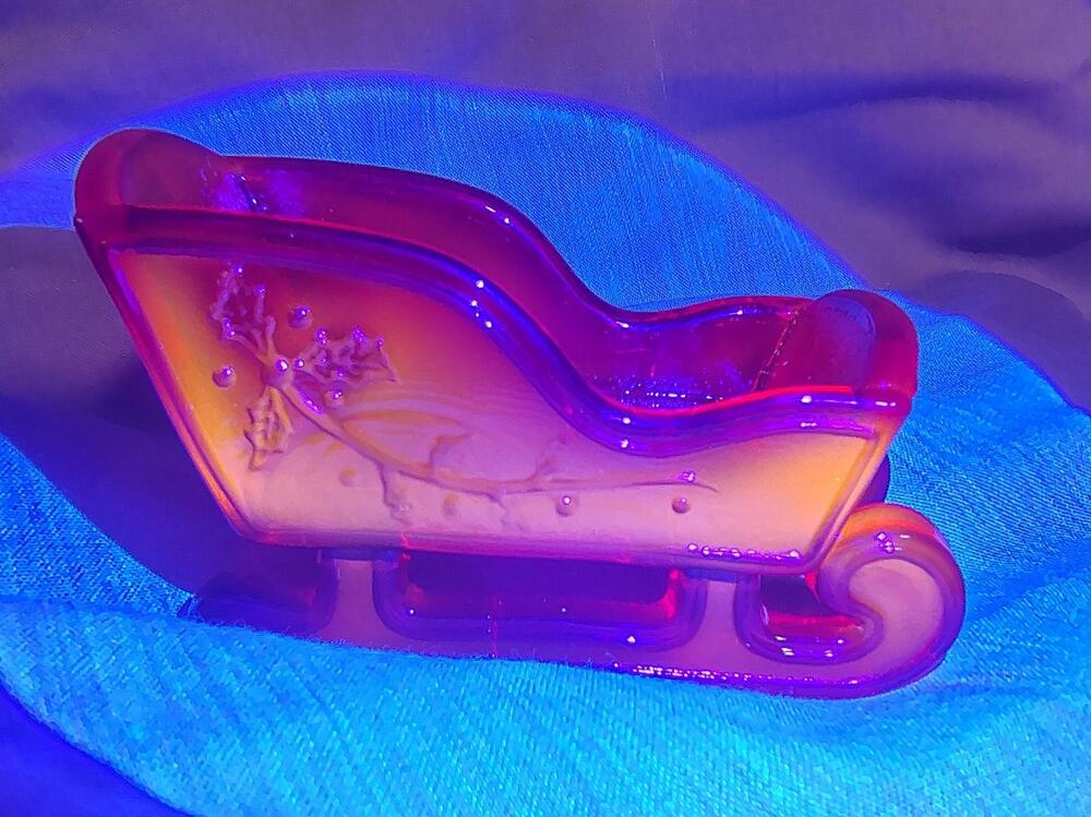 Glowing Mosser Ruby Amberina Ruby Red Glass Christmas Sleigh